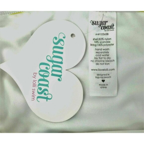 Sugar Coast by Lolli Swim Bikini Bottom XS Lemon Print Ruffle Yellow White Beach - Picture 5 of 6